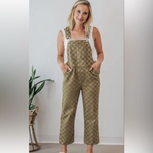 Storia Checkered Denim Overalls